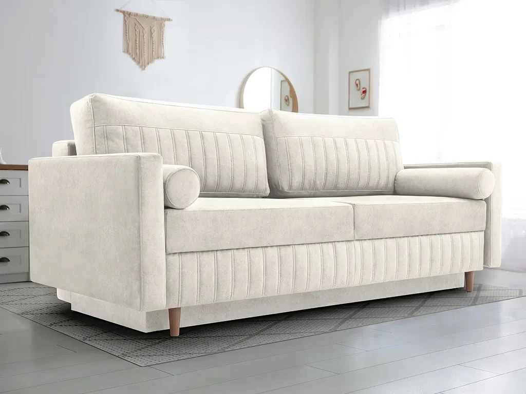 М'який розкладний прямий диван Siena (крем), фото 1