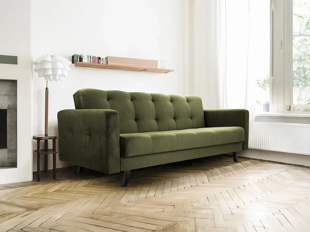 М'який розкладний прямий диван Lizbona (хакі), фото 1