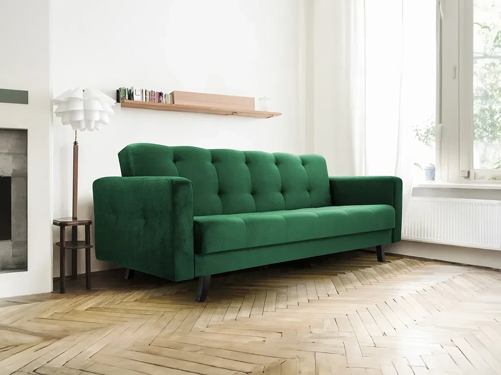 М'який розкладний прямий диван Lizbona (зелений темний), фото 1