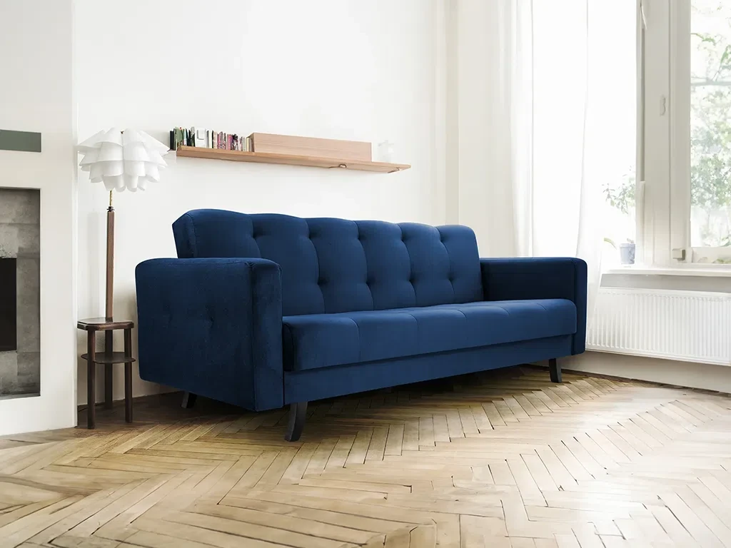 М'який розкладний прямий диван Lizbona (синій темний), фото 1