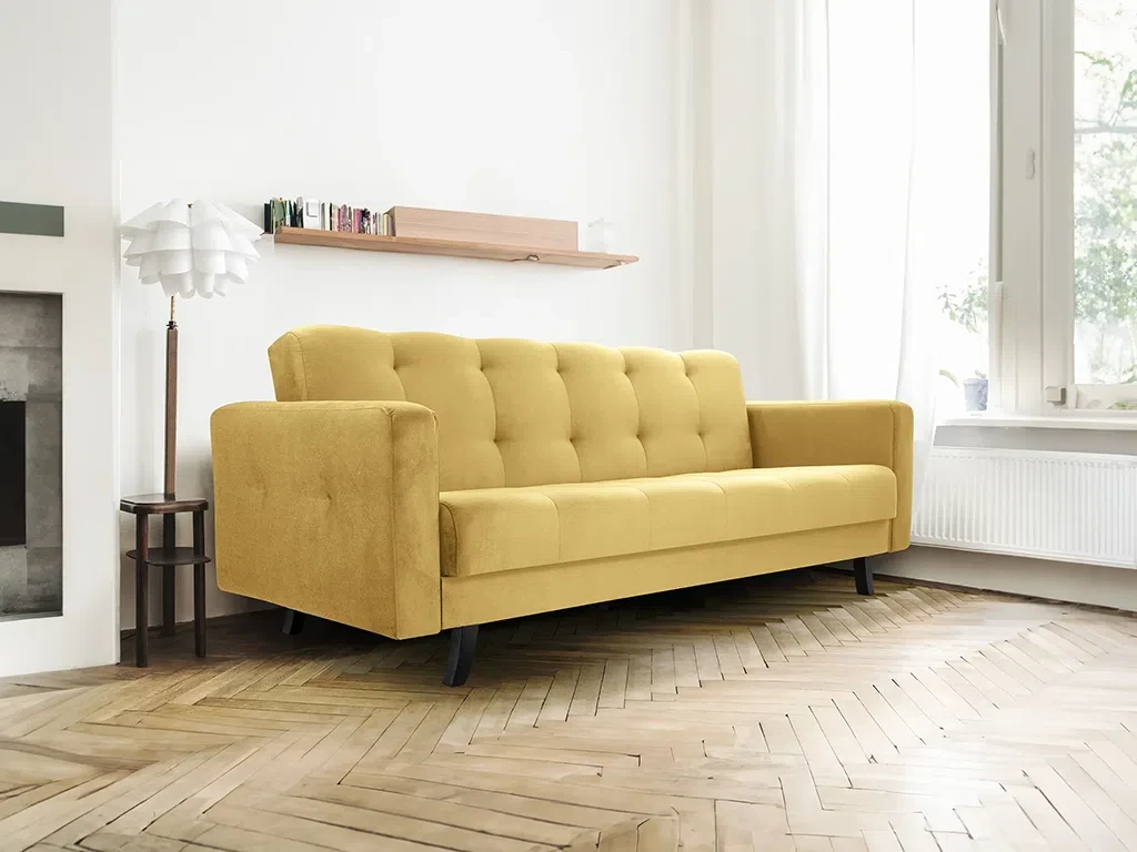 М'який розкладний прямий диван Lizbona (жовтий), фото 1