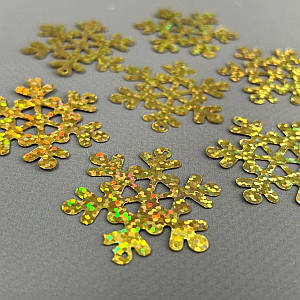 40мм Паєтка сніжинка 5г - золото голограма