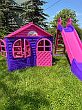 Гірка будиночок, Будиночок дитячий ігровий пластиковий пластик 129х129х120 см, Дитячі гірки для дому 243 см Doloni, фото 7