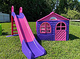 Гірка будиночок, Будиночок дитячий ігровий пластиковий пластик 129х129х120 см, Дитячі гірки для дому 243 см Doloni, фото 3