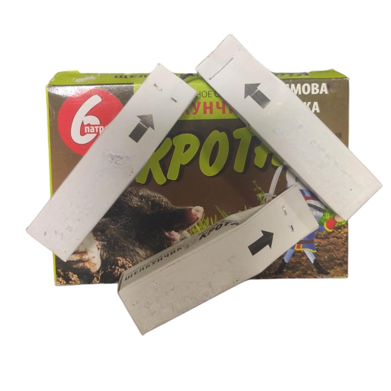 Захист від грунтових шкідників Димова шашка Лускунчик від крота 6 патронів