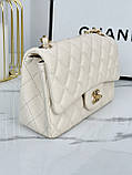 Сумка жіноча клатч Chanel класична через плече Шанель молочний змія золото міні, фото 3