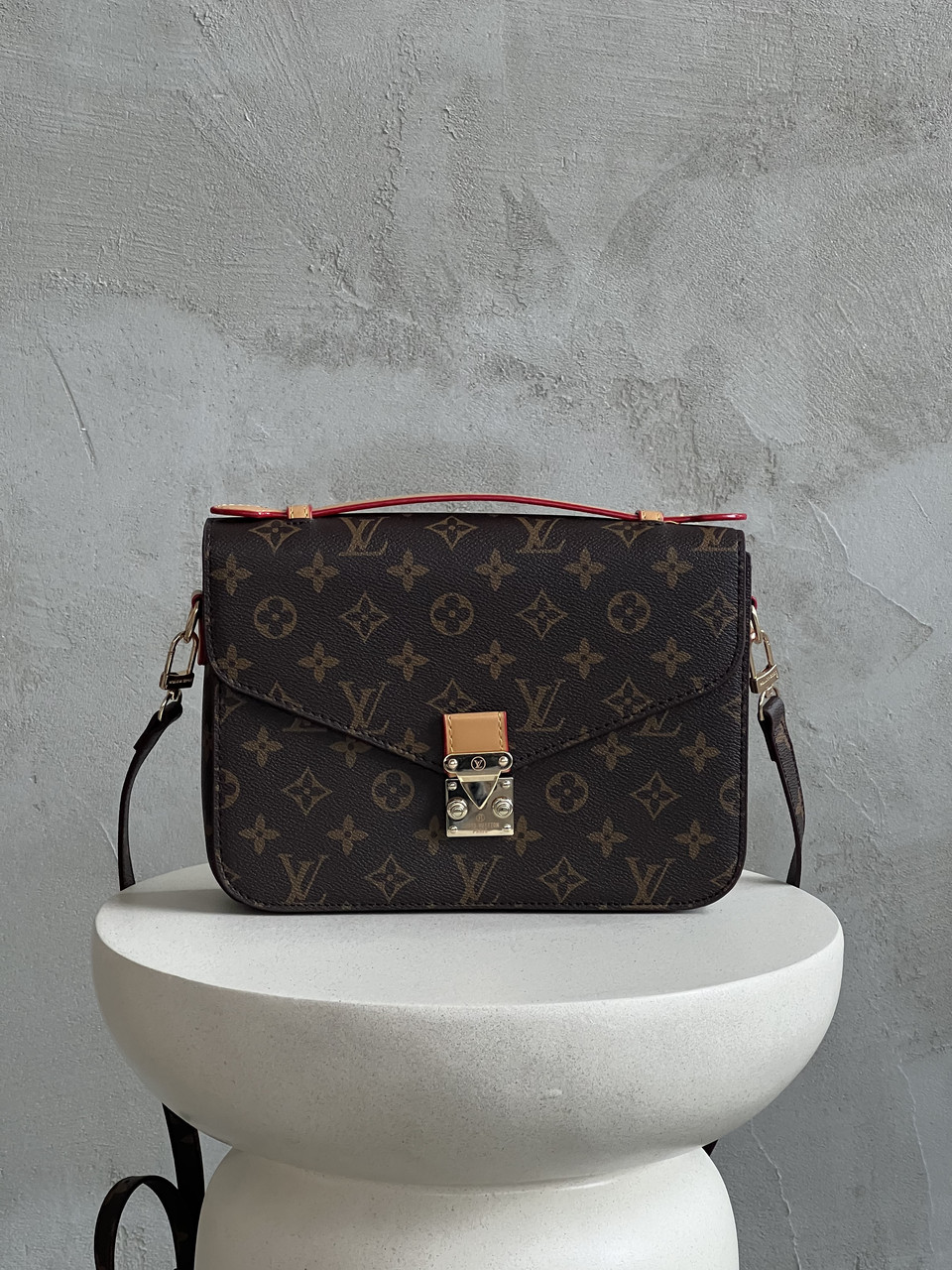 Сумка жіноча Луї Вітон через плече Louis Vuitton Medium Pochette коричневий + беж