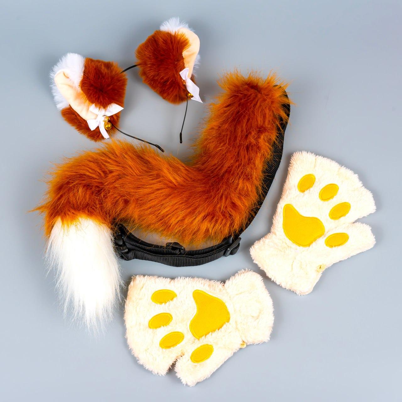 Карнавальний набір Лисички з обручем хвостом та рукавичками