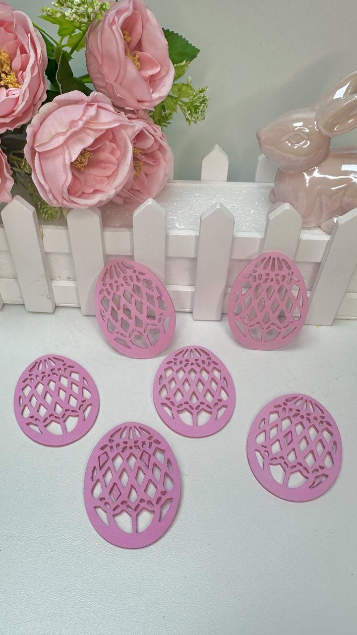 Декор з фоамірану 6см Яйце мереживне, рожевий, за 1 шт, фото 1