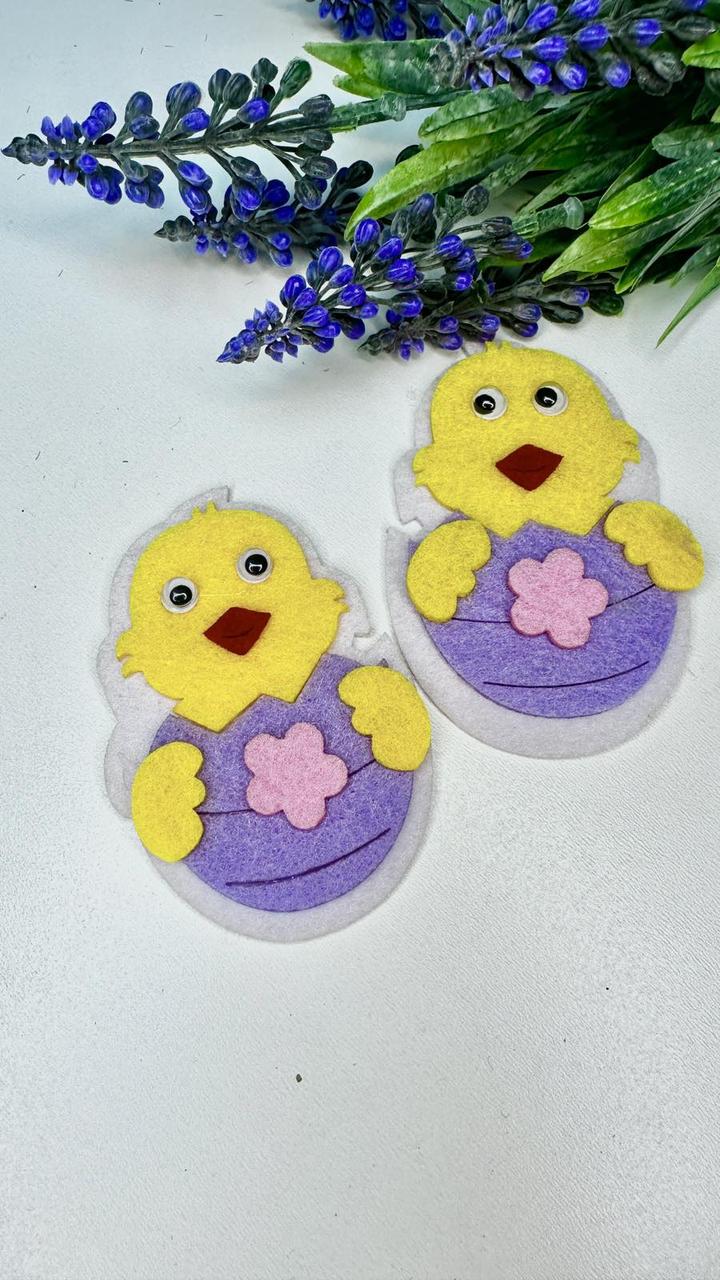 Великодній декор з фетру 8,5см Курча, фіолетовий, фото 1