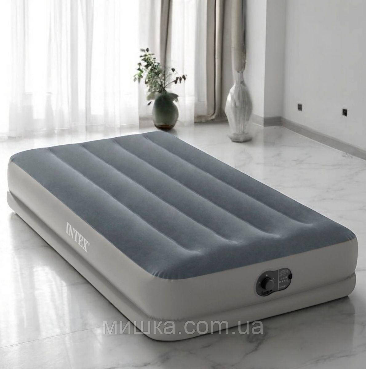 Велюрове ліжко-матрац 191*99*30 см. Intex 64112 з ел.насосом від USB