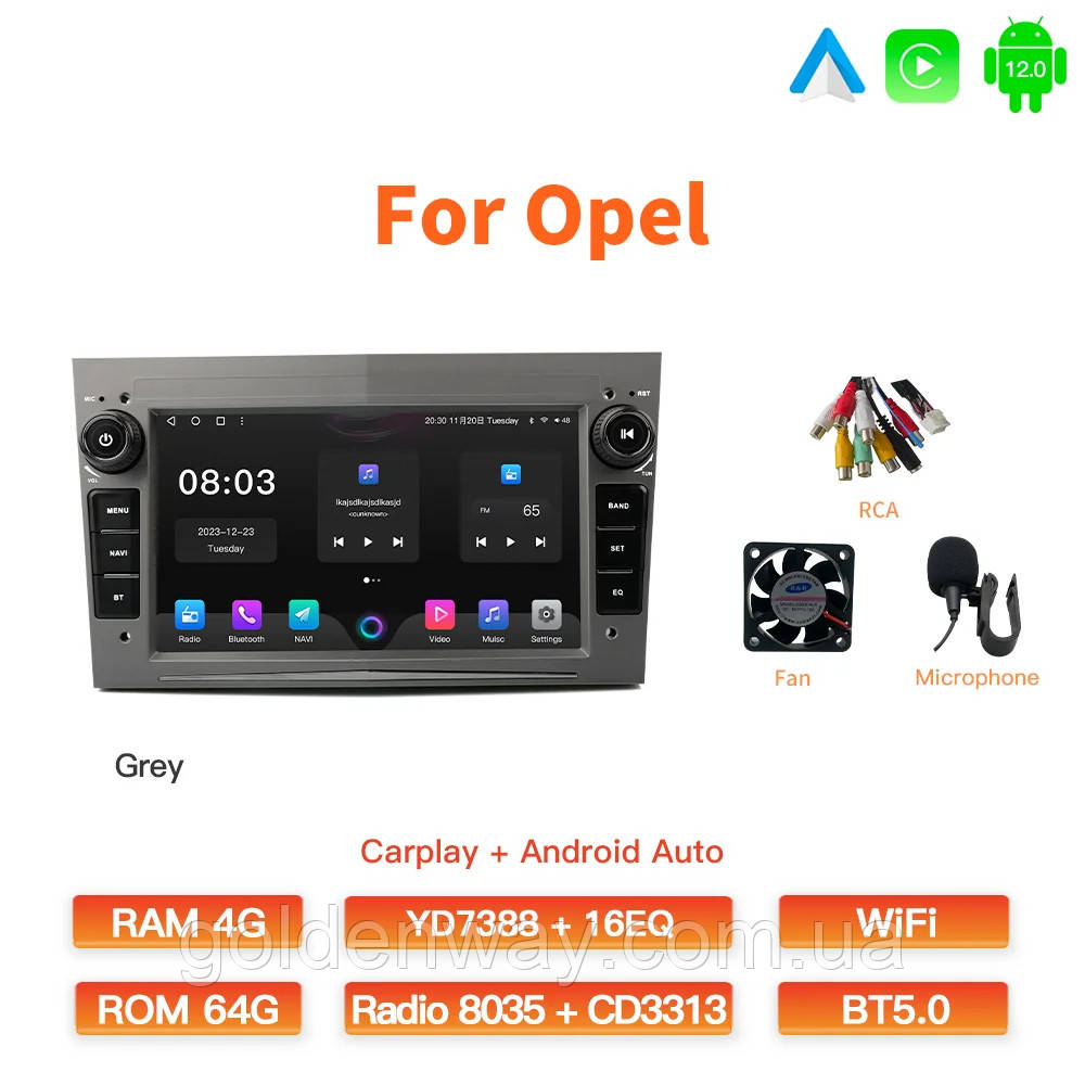 Штатна автомагнітола Android S930 для OPEL Astra Vectra Zafira Vivaro Antara Meriva Corsa Combo Signum 4/64 Гб темно сірий