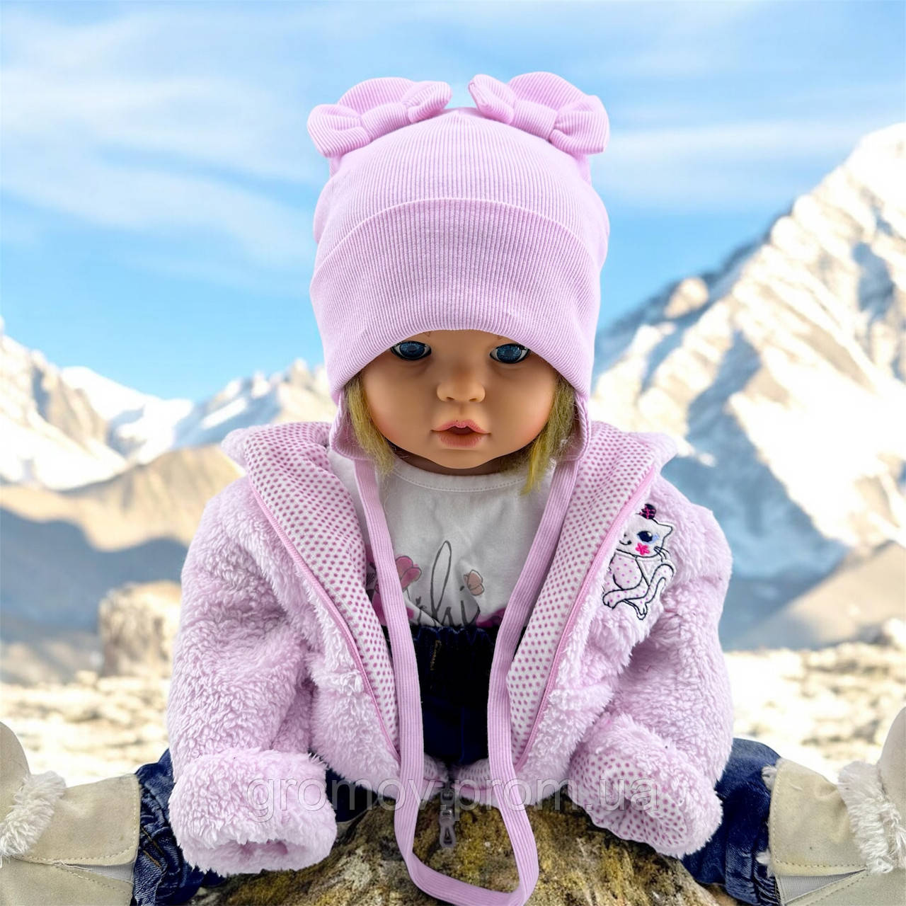 Оптом шапки 44, 46, 48, 50, 52 розмір трикотажна дитяча шапка головні убори дитячі гурт (ОШ36430), фото 1