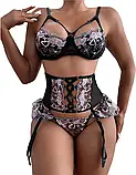 Комплект жіночої білизни трусики, ліфчик з кісточками, пояс з підтяжками та утяжкою, фото 7