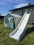 Дитячий будиночок з гіркою, Ігрові будиночки для дачі 129х129х120 см, Дитяча гірка для вулиці 243 см Doloni, фото 2