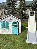 Дитячий будиночок з гіркою, Ігрові будиночки для дачі 129х129х120 см, Дитяча гірка для вулиці 243 см Doloni, фото 8