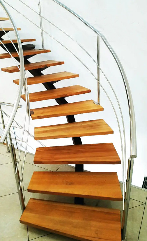 Перильні огородження з нержавійки AISI 304, поручень Ø50 мм, стійка Ø42 мм, 2 ригелі Ø12 мм, бокове кріплення