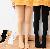 Дитячі колготки для дівчаток на хутрі/флісі теплі зимові чорні бежеві білі110/128/134/160 Бежеві, 95-110