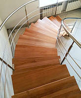 Перила/огородження з нержавійки AISI 201, поручень Ø38 мм, стійка Ø38 мм, 3 ригелі Ø16 мм, фланцеве кріплення