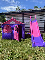 Гірка будиночок, Ігрові дитячі будиночки від виробника 129х129х120 см, Пластикові гірки для дітей 243 см