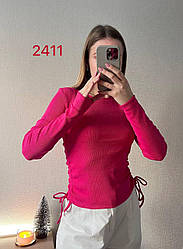 Жіноча кофтинка гуртом, в рубчик із зав'язками з боків, Туреччина. Розмір норма універсальний 42-46