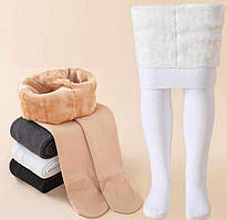 Дитячі колготки на хутрі/флісі  для дівчаток теплі зимові білі чорні бежеві110/128/134/160