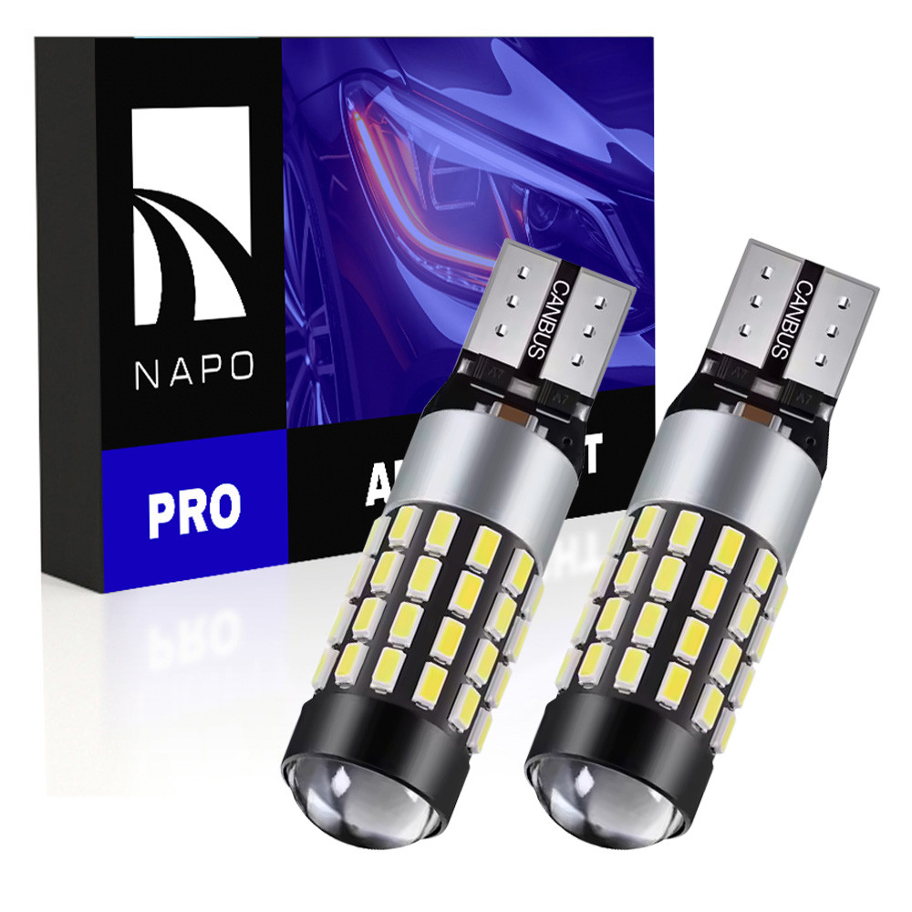 Комплект світлодіодних ламп NAPO PRO T10-3014-57smd W5W T10 колір світіння білий 2 шт, фото 1