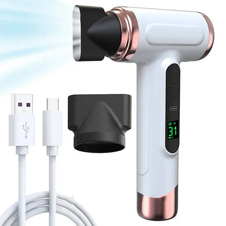 Акумуляторний фен для волосся 200 Вт + насадка, USB, RT-305 / Бездротовий фен для сушіння волосся / Портативний фен YU227, фото 1