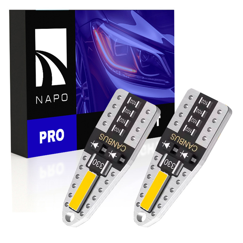Комплект світлодіодних ламп NAPO PRO T10-7020-2smd W5W T10 колір світіння білий 2 шт, фото 1
