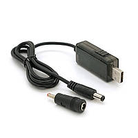 Кабель для роутера адаптерный шнур 5.5/2.5mm(M) => USB2.0 (Out:12V/9V) 3.5*2.0(M) 1м Black OEM lamp