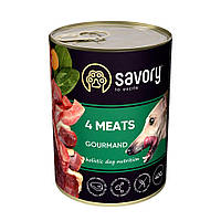 Корм вологий Savory Dog Gourmand 4 meats паштет для дорослих собак усіх порід з чотирма видами м яса 400 г lamp