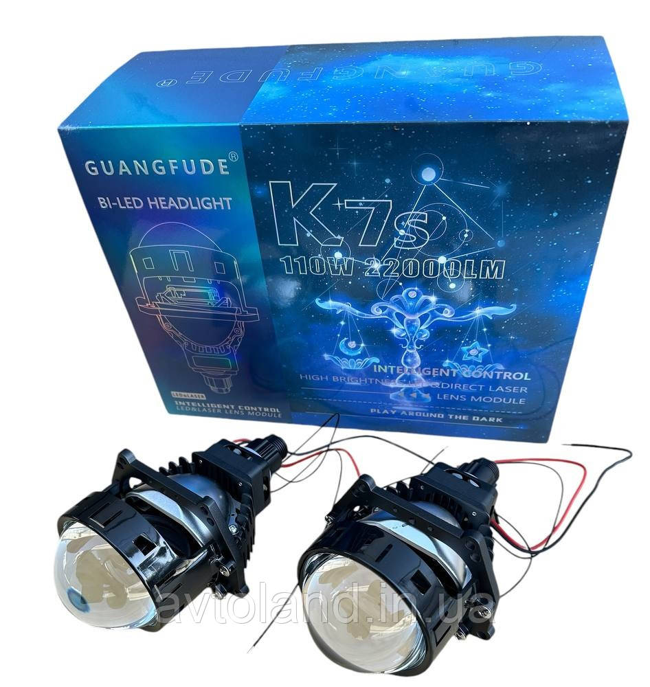 Світлодіодні Bi-LED лід лінзи GUANGFUDE 3.0" дюйма універсальна 65W 5100K 24V (2шт)