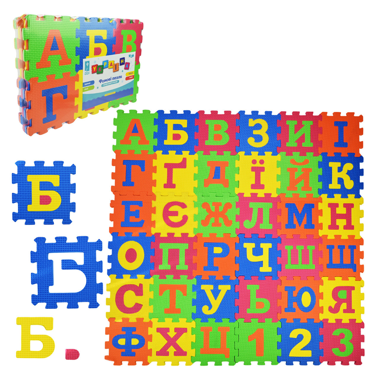 Пазли фомові EVA арт. PL81002 (60шт) Укр. алфавіт 36 дет 14*14*0,8см  у плівці 27*5*40 см
