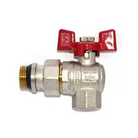 Кран Koer кутовий з американкою 1/2 "антипотоп" Red