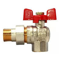 Кран Koer кутовий з американкою 1/2 Red