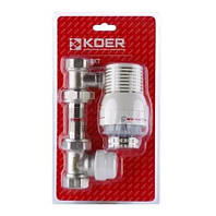 Комплект KOER KR.1321 1/2'' для підключення радіатора (прямий) з термоголовкою