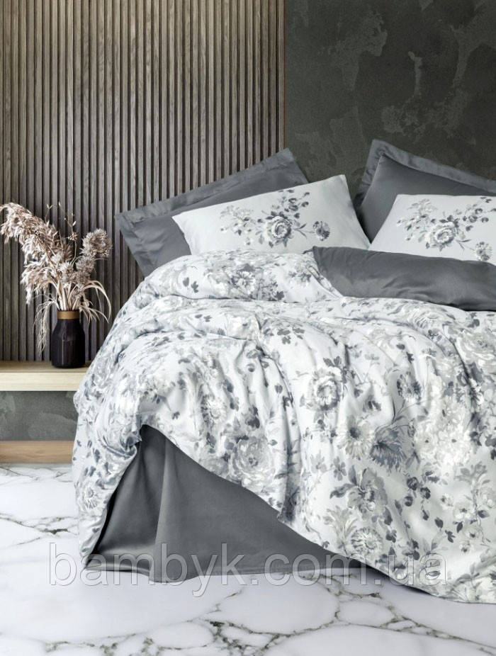 Постільна білизна Cotton Box "Moale Gri" сатин DeLux преміум якість бавовняне розмір євроТуреччина