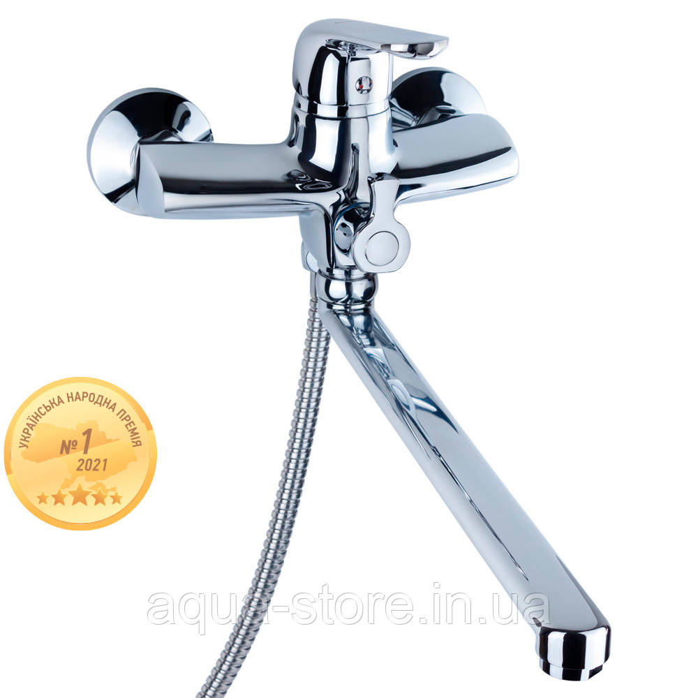 Змішувач NM Ø40 для ванни гусак прямий 350мм дивертор вбудований картріджний AQUATICA NM-2C234C (9751220), фото 1