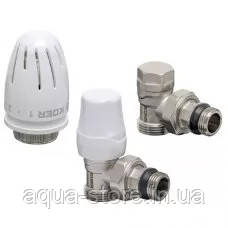 Комплект KOER SET-14 - 1/2"x3/4" для підключення радіатора (кутовий) з термоголовкою ПН