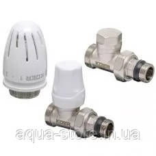 Комплект KOER SET-15 - 1/2"x3/4" для підключення радіатора (прямий) з термоголовкою ПН, фото 1