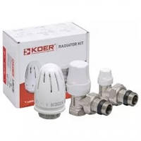 Комплект KOER SET-11 - 1/2"x1/2" для підключення радіатора (кутовий) з термоголовкою ВН