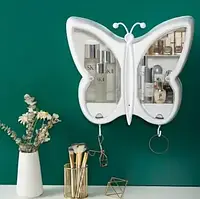 Органайзер полка для косметики Бабочка Белый Шкафчик для хранения косметики Настенный бьюти бокс кейс lamp