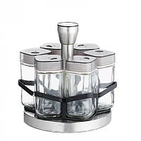 Набір баночок для спецій BSJ1507 6 штук з підставкою кухонний органайзер для приправ lamp