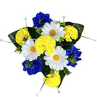 Штучні квіти букет ромашок, гвоздик та волошок серія Україна, 47 см