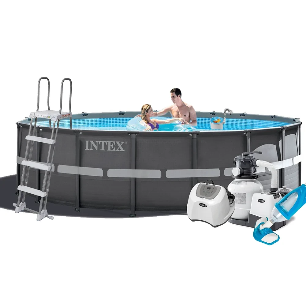 Каркасний басейн Intex 26326-11, 488 x 122 см (7 г/год, 7 900 л/год, драбина, тент, підстилка, набір для догляду)