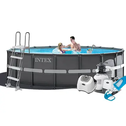 Каркасний басейн Intex 26326-11, 488 x 122 см (7 г/год, 7 900 л/год, драбина, тент, підстилка, набір для, фото 1