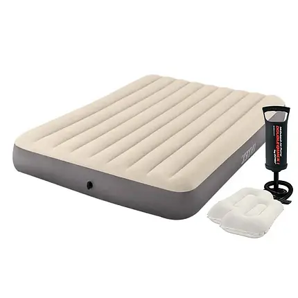 Надувний матрац Intex 64103-2, 152 х 203 х 25 см, з насосом, подушками. Двомісний, фото 1