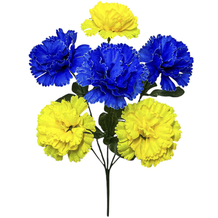 Штучні квіти букет гвоздик Патріот серія Україна, 36см, фото 1