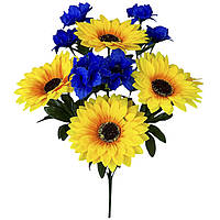 Штучні квіти букет соняшники з волошками Рідний край, 52см