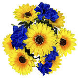 Штучні квіти букет соняшники з волошками Рідний край, 52см, фото 3
